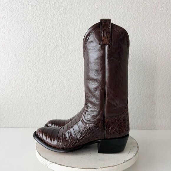 Rod Patrick Womens Cowboy Boots 9.5D Cowgirl Brown Shiny Nile Leather Round Toe - Picture 7 of 12